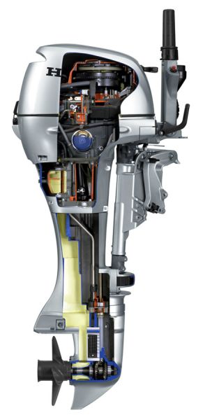 Извънбордов двигател Honda BF10DK2 SHU (Къс ботуш, Ръчен стартер, Ръчно управление)