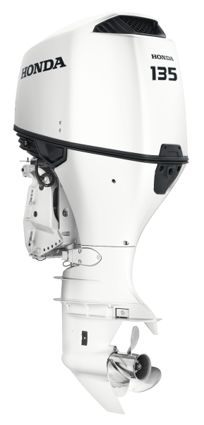 Извънбордов двигател Honda BF135D LRU бял NH565 (135к.с. Дълъг ботуш, Ел. стартер, Електрическо вдигане, Механично дистанционно управление)
